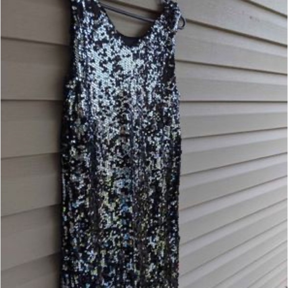 Black and Silver Sequin Mini Dress.